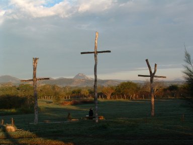 Day's end at The Way of the Cross basecamp in Aldama, Mexico