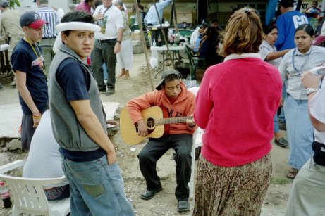 Locals borrow the guitar to 'show their stuff'